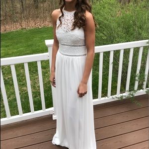 JC Pennys white lace long Prom Dress